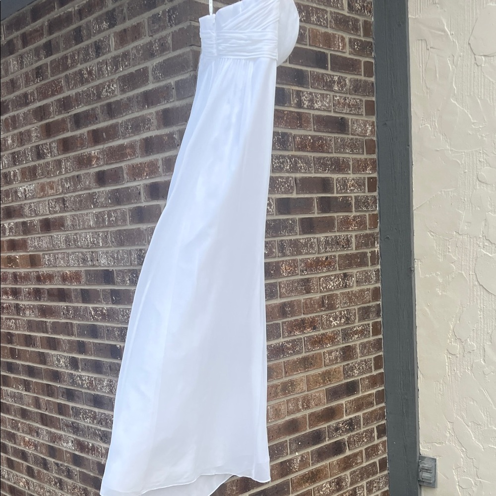 David’s Bridal Strapless Chiffon Dress gown NWT White Size 6 flowy boho fairy - Picture 7 of 9